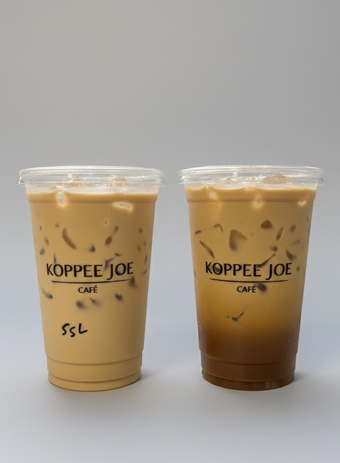 Two iced lattes